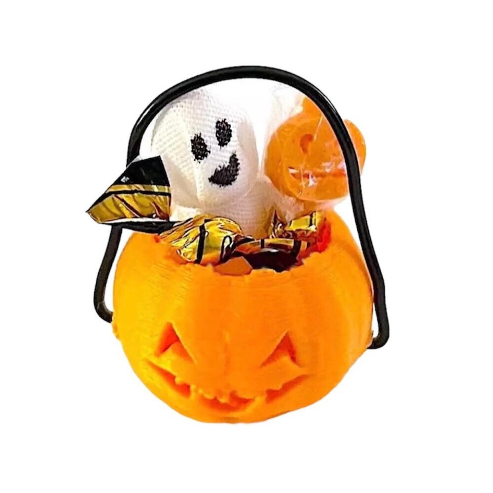 Miniature Doll HALLOWEEN Bucket 1:12 Scale Pumpkin Candy Ghost Trick or Treat